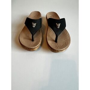 Crocs Women's Leigh II Rhinestone‎ Ankle Strap Cork Platform Flip FlopsSz 8